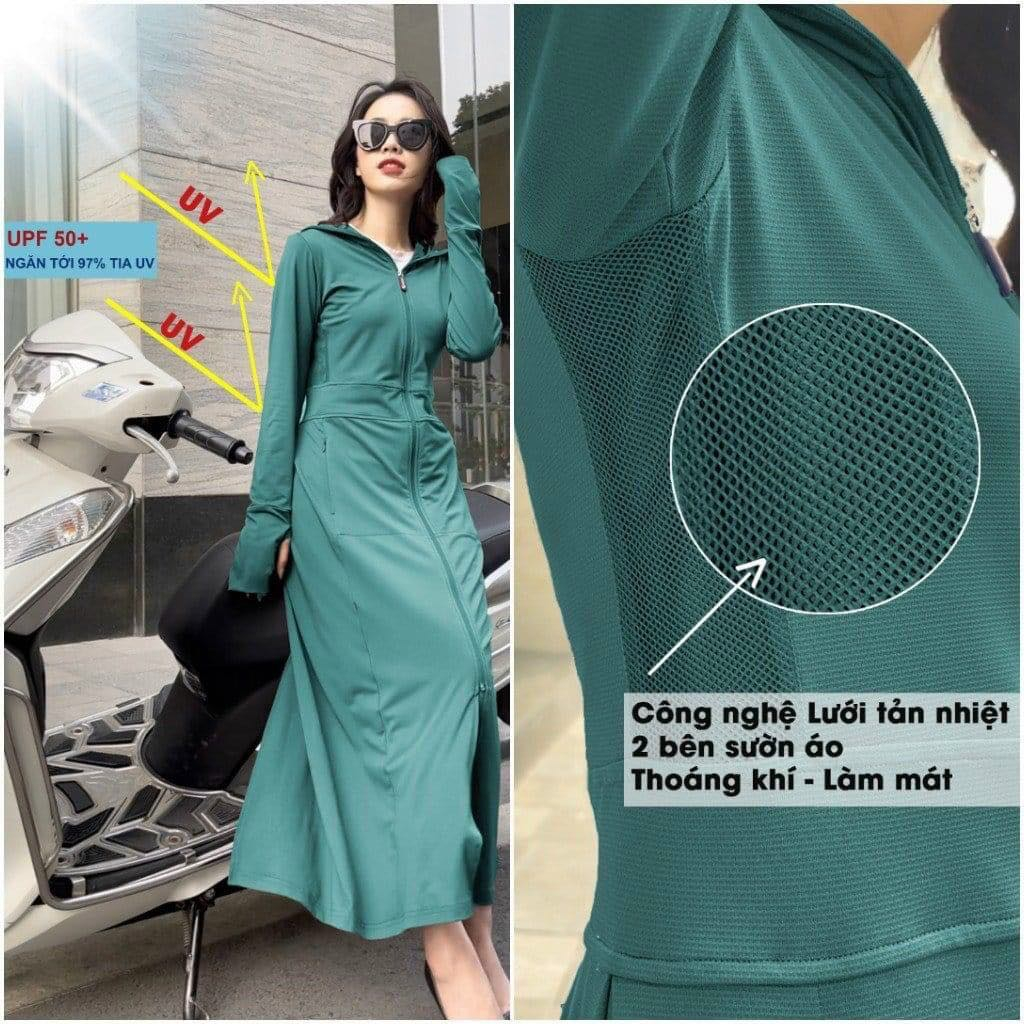 Áo chống nắng nữ dài toàn thân hai lớp chất vải đẹp dày dặn thoáng mát chống nắng chống tia UV chống bụi ( ẢNH THẬT)