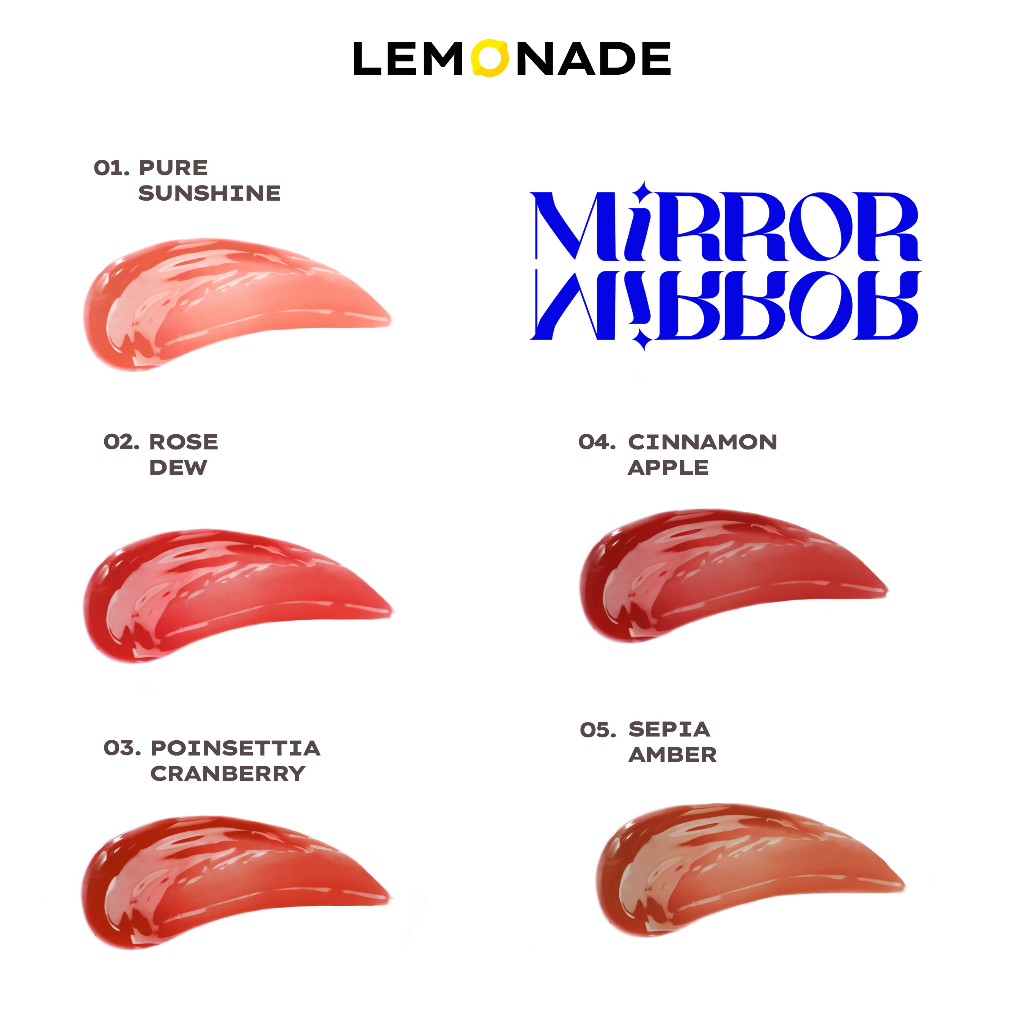 Combo TRỌN BỘ 5 Son tint bóng không dính bền màu Lemonade Mirror Mirror Water Tint (4gx5)