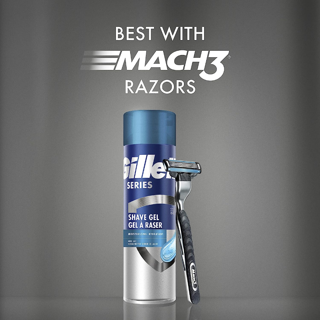 Kem cạo râu dưỡng ẩm da Gillette Series 3X Action Shave Gel Moisturizing 198g