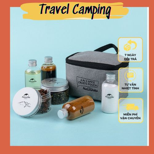 Bộ Hũ Đựng Gia Vị Dã Ngoại Chính hãng NatureHike, Thiết Kế Gọn Nhẹ, Kín Chống Tràn Ngược Travel Camping
