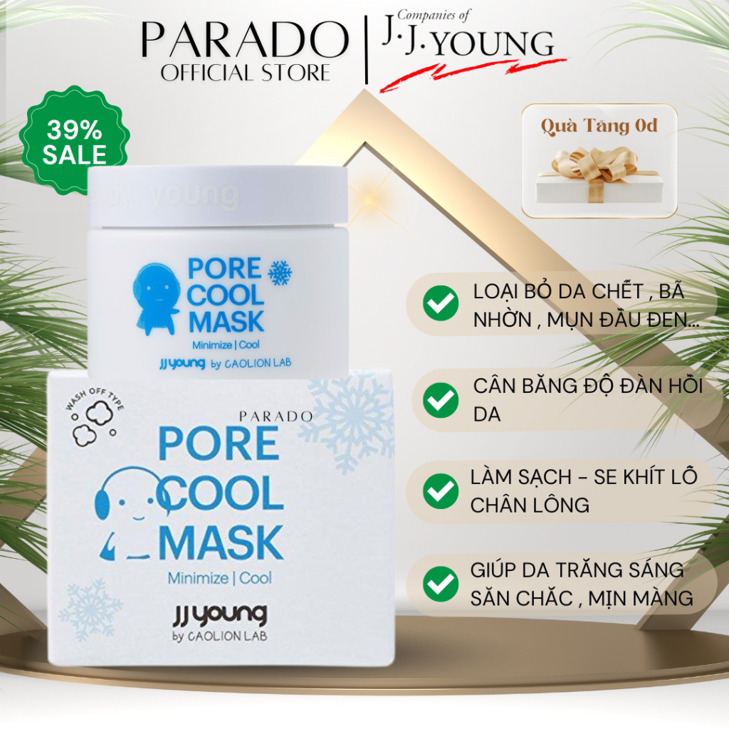 Mặt Nạ Đất Sét Cao Cấp JJ Young Pore Cool Mask 50g Hàn Quốc