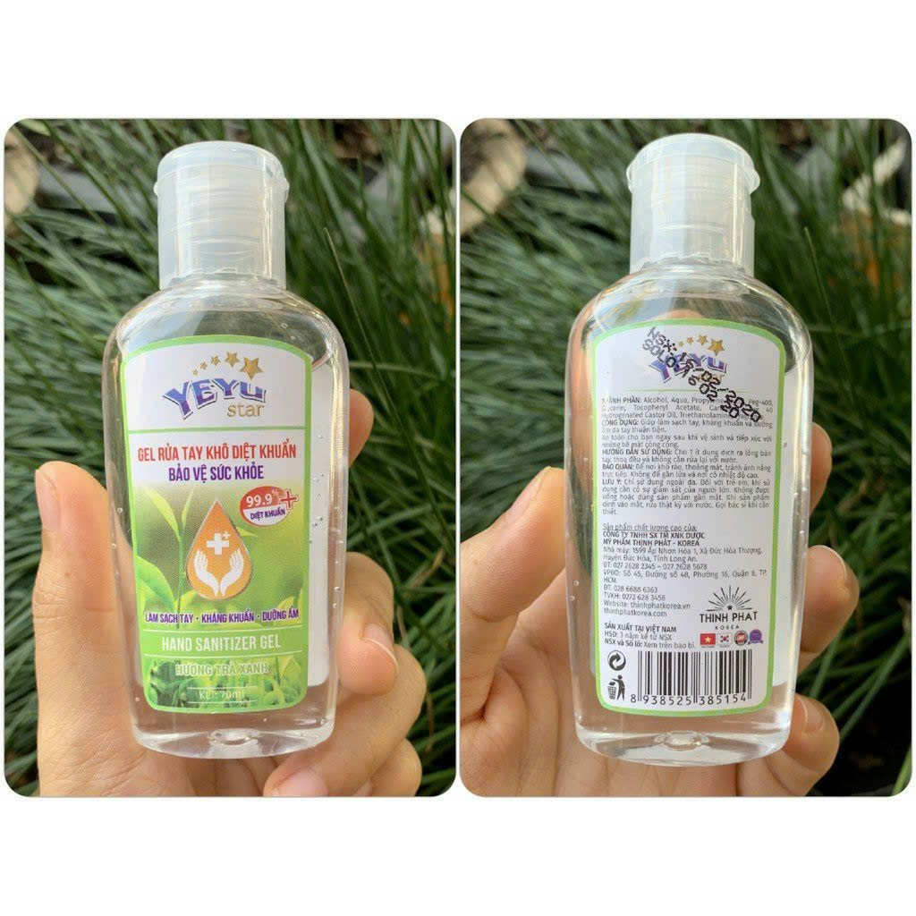 Gel Rửa Tay Khô Sạch Khuẩn YEYU STAR với hương thơm trà xanh, an toàn cho da sạch khuẩn tới 99,99%