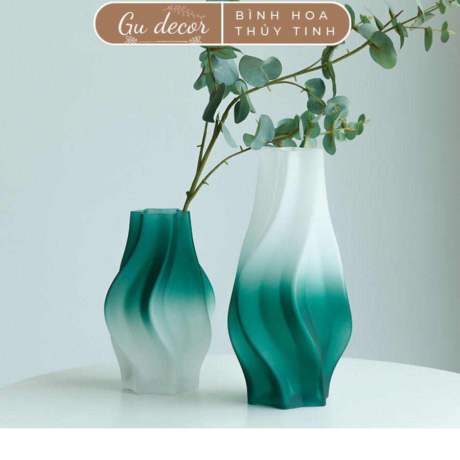 Bình hoa thủy tinh gợn sóng decor phòng ngủ và trang trí phòng khách