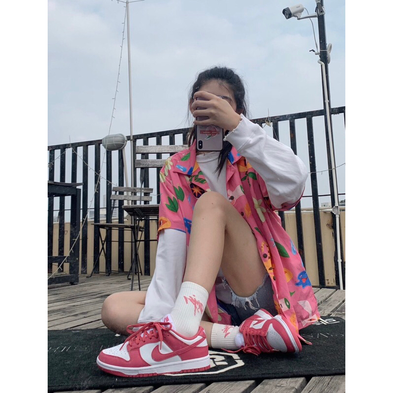 The best dunk!giày sneaker dunk low "teamred/archeo pink"