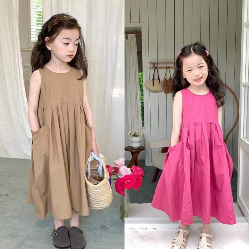 Đầm Bé Gái Sát Nách Có Túi