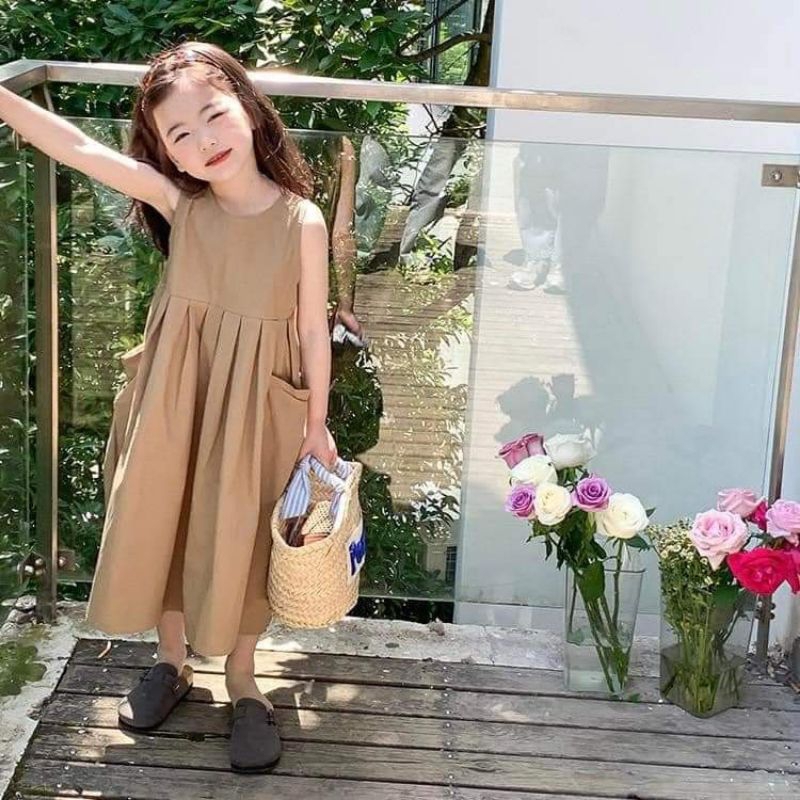 Đầm Bé Gái Sát Nách Có Túi