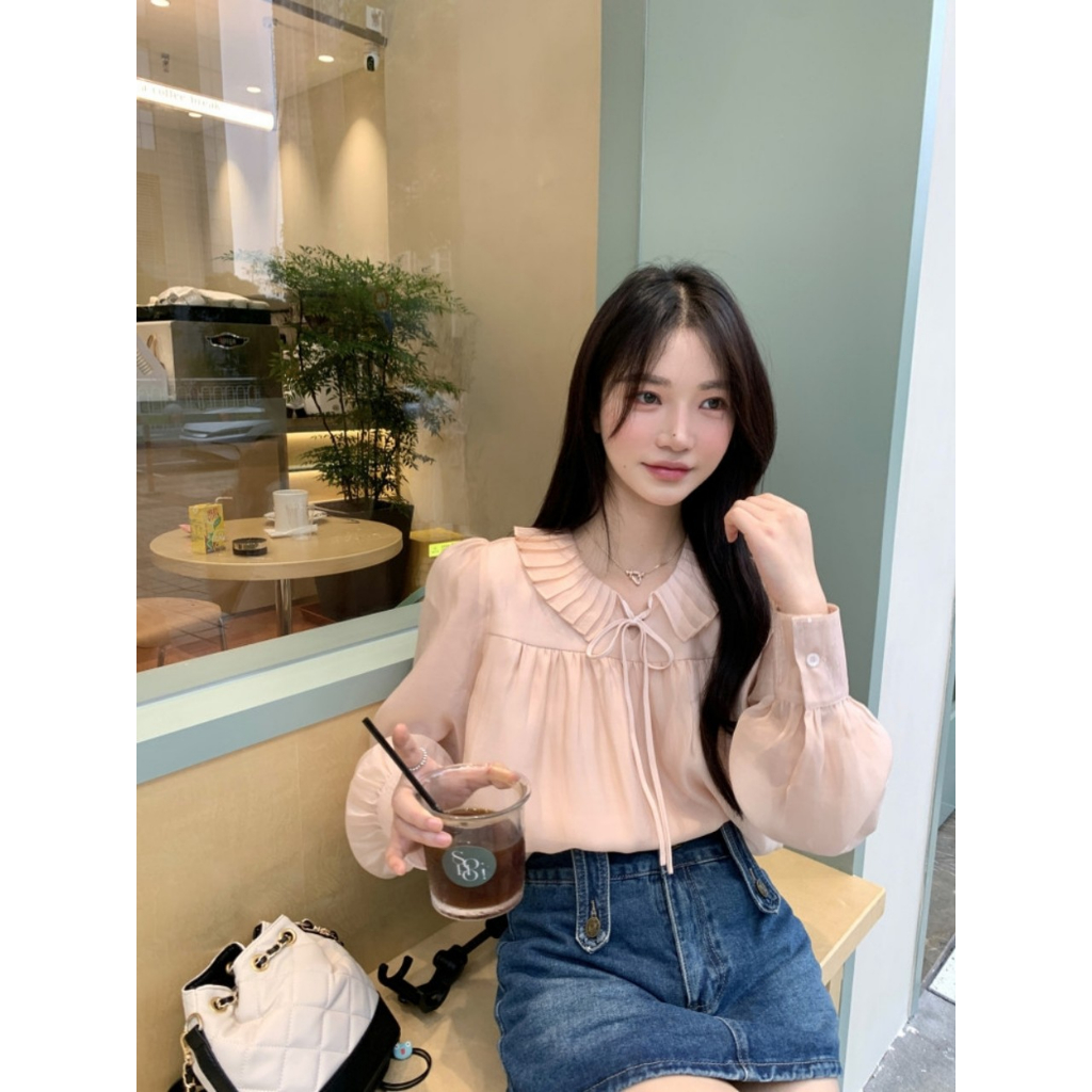 Áo Sơ Mi Nữ Dài Tay Dáng Rộng Điệu Đà Sang Chảnh Phong Cách Công Sở