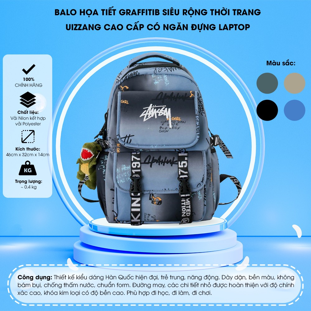 Ba Lô Đi Học Sức Chứa Lớn In Họa Tiết Graffiti Thời Trang Cao Cấp Dành Cho Nam Sinh Trung Học-BL50