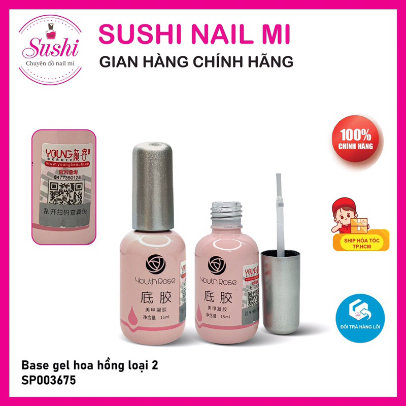 Base top cứng móng hoa hồng loại 2, liên kết gel chuyên dụng cho dân làm móng - Sushi nail mi