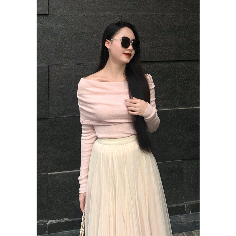 Mới về A811 Áo trễ vai dài tay thu đông nữ Quảng Châu
