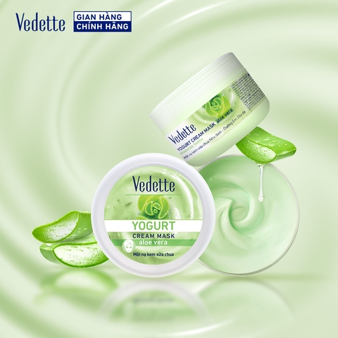Mặt nạ kem sữa chua Vedette Nha Đam 120ml - Dưỡng ẩm sâu, Bổ sung lipid cho da & Dịu da