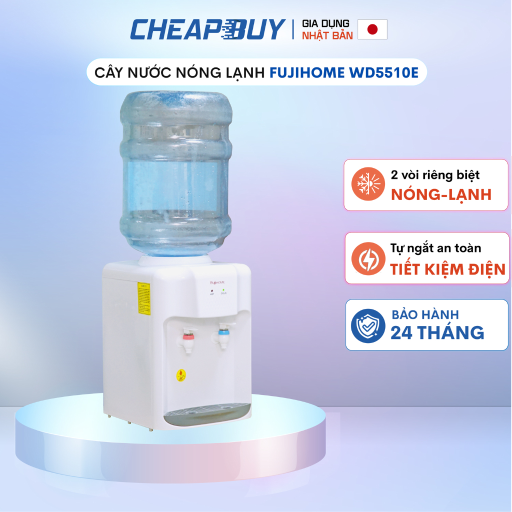 Cây nước nóng lạnh mini để bàn Nhập Khẩu Fujihome, bình lọc tủ máy lọc nước nóng lạnh uống an toàn công nghệ Nhật Bản