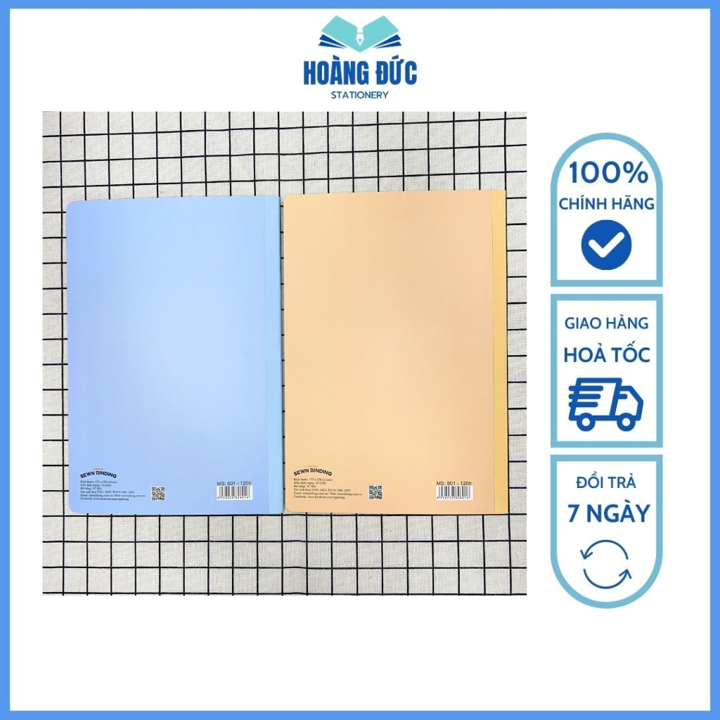 Vở kẻ ngang Klong nét đứt may dán gáy B5 80-120 trang - Định lượng 70gsm; MS: 800-801 - Hoàng Đức