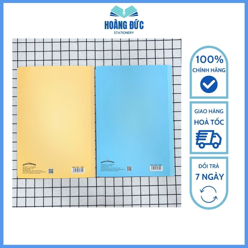 Vở kẻ ngang Klong nét đứt may dán gáy B5 80-120 trang - Định lượng 70gsm; MS: 800-801 - Hoàng Đức