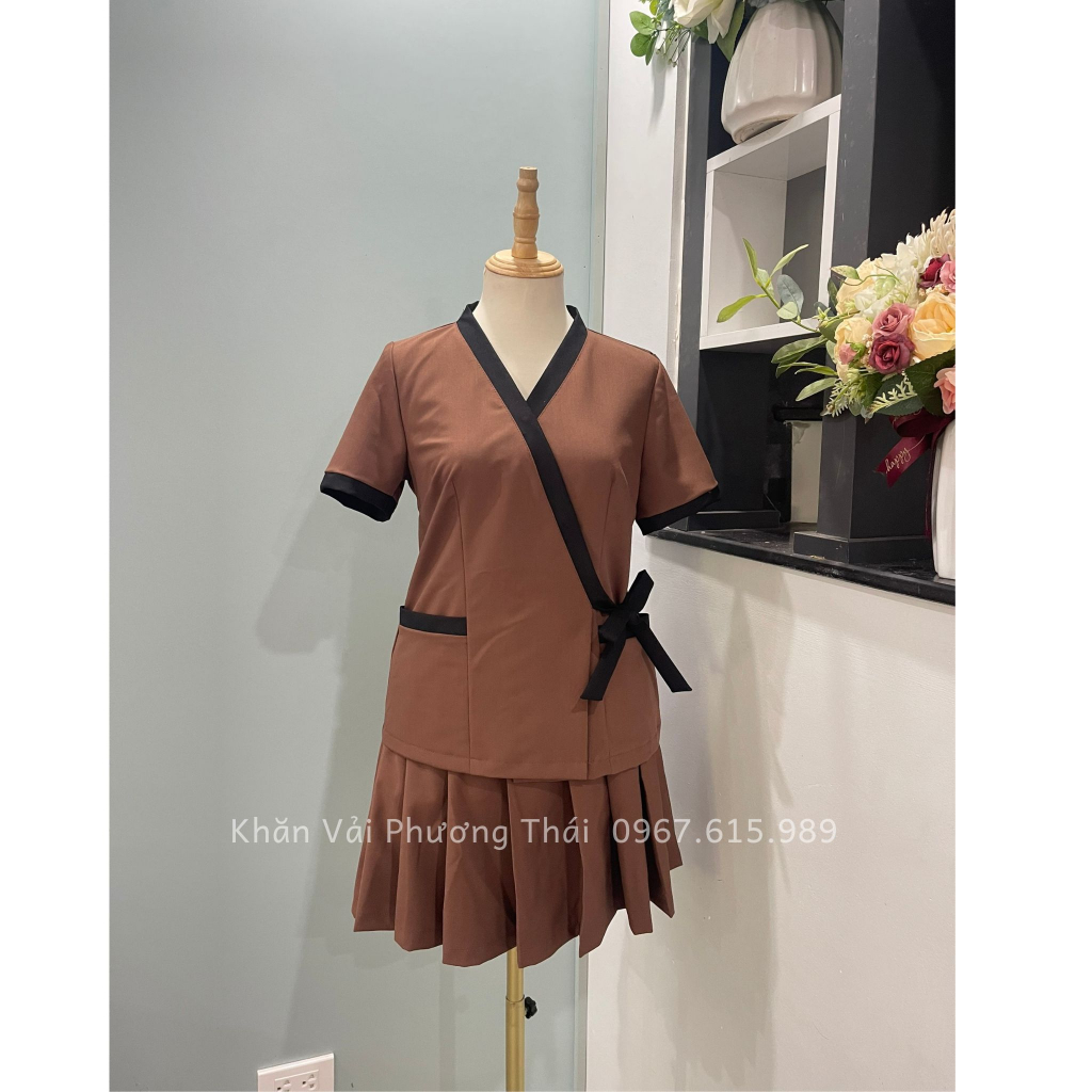 Đồng phục spa nữ cao cấp, vải cotton mát mịn, không nhăn