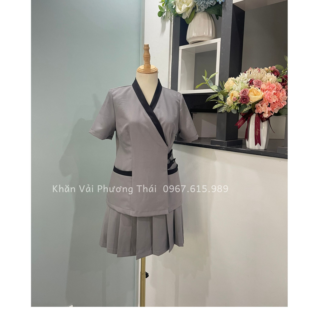 Đồng phục spa nữ cao cấp, vải cotton mát mịn, không nhăn