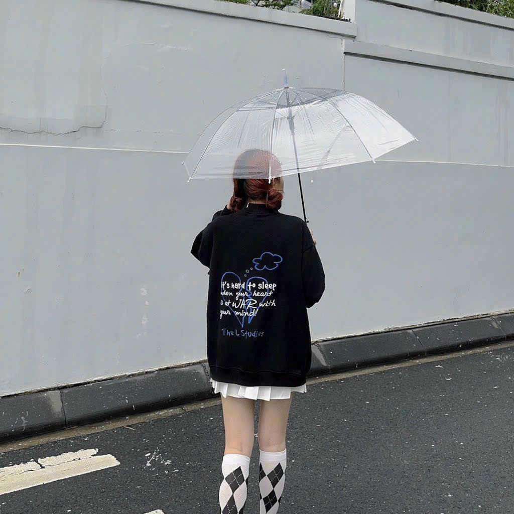 Áo Cardigan In Logo THEL Blue Heart unisex from rộng dành cho nam nữ