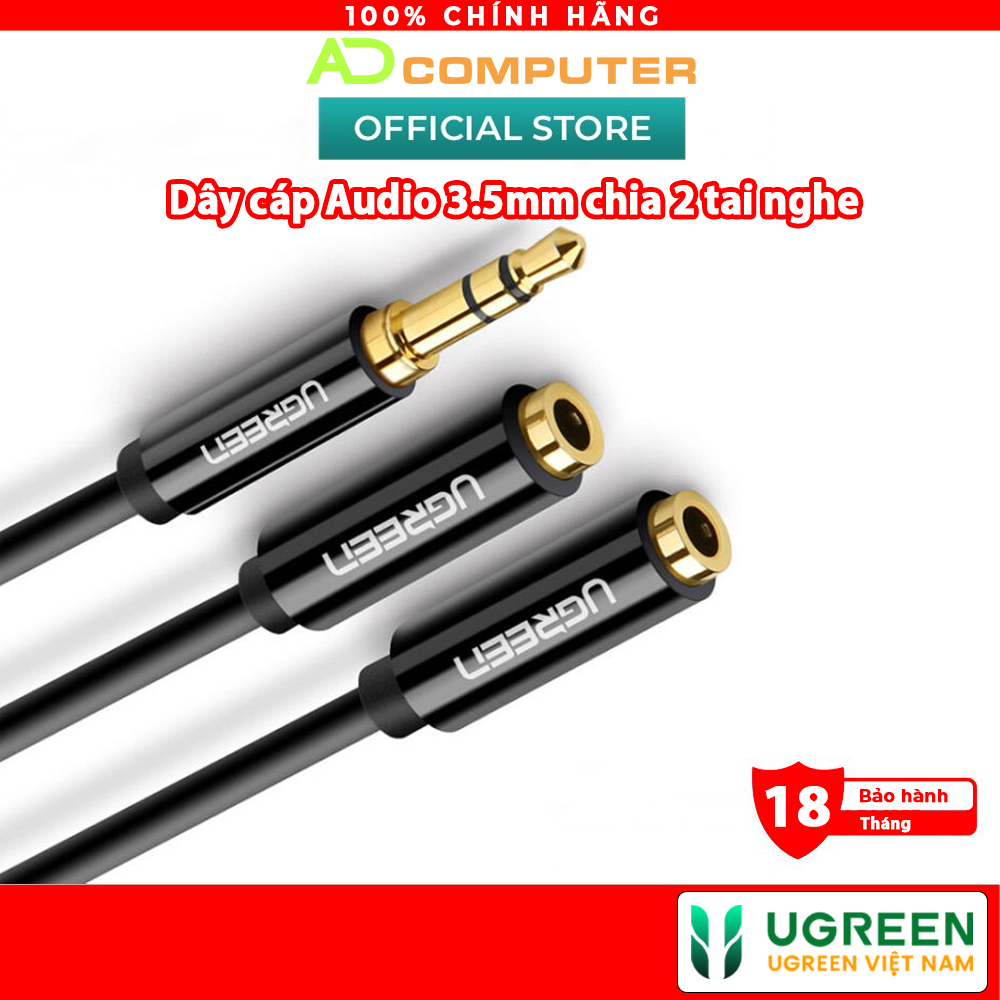 Dây cáp Audio 3.5mm chia 2 tai nghe, đầu nhôm UGREEN AV123 AV191