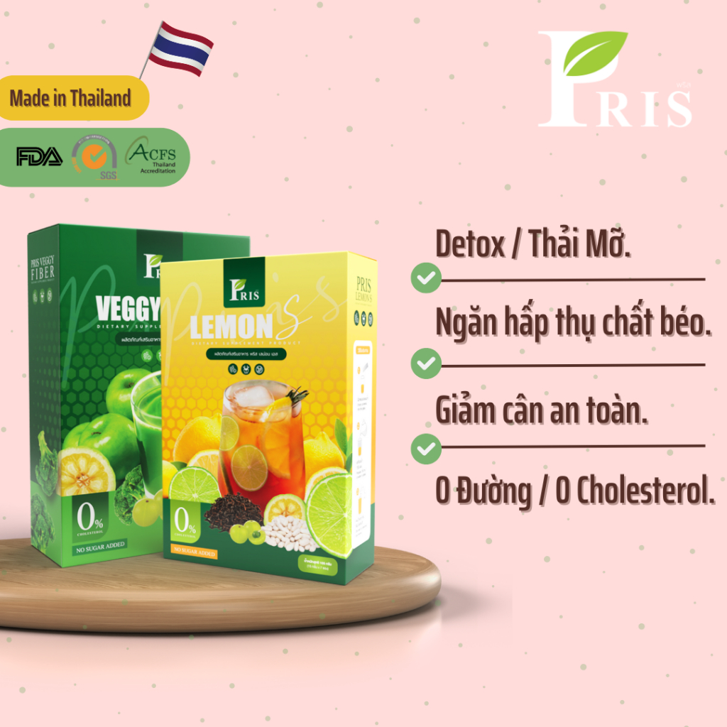 Pris Detox Thailand - Bột Uống Hỗ Trợ Giảm Cân/ Detox Thanh Lọc Cơ Thể Bổ Sung Chất Xơ Tự Nhiên