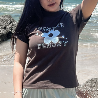 Áo thun baby tee màu xám đậm in hình basic 100% cotton freesize