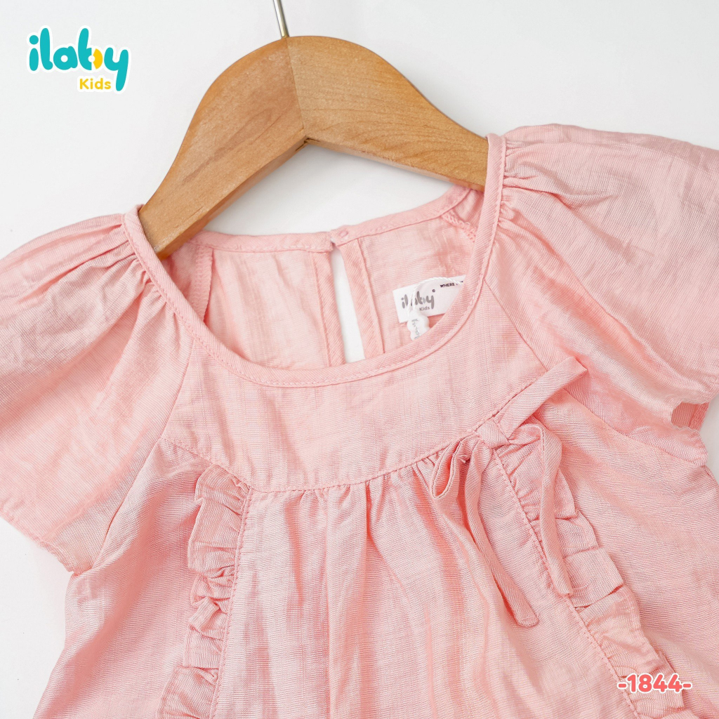 Bộ đũi tay cánh tiên bé gái ILABY phối bèo trước chất liệu đũi mềm mại cho bé 10-35kg