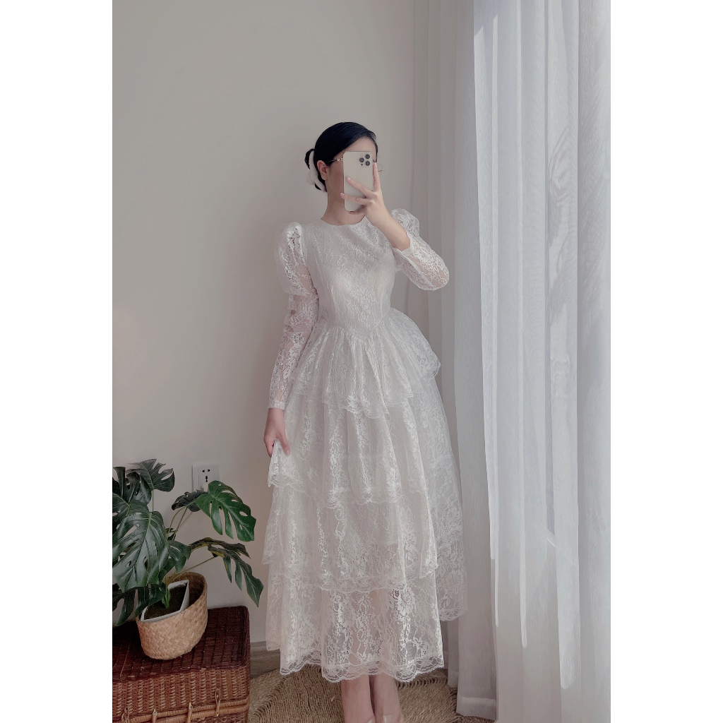 Váy cưới cô dâu , váy đẹp phối ren nhiều tâng N04