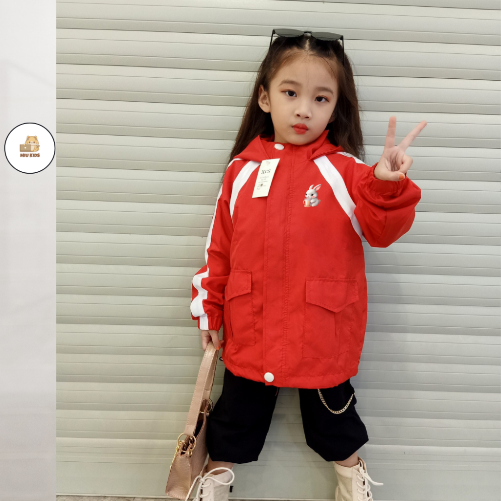 Áo Khoác bé trai và bé gái dù 2 lớp từ 14kg đến 40kg in hình dễ thương Z41