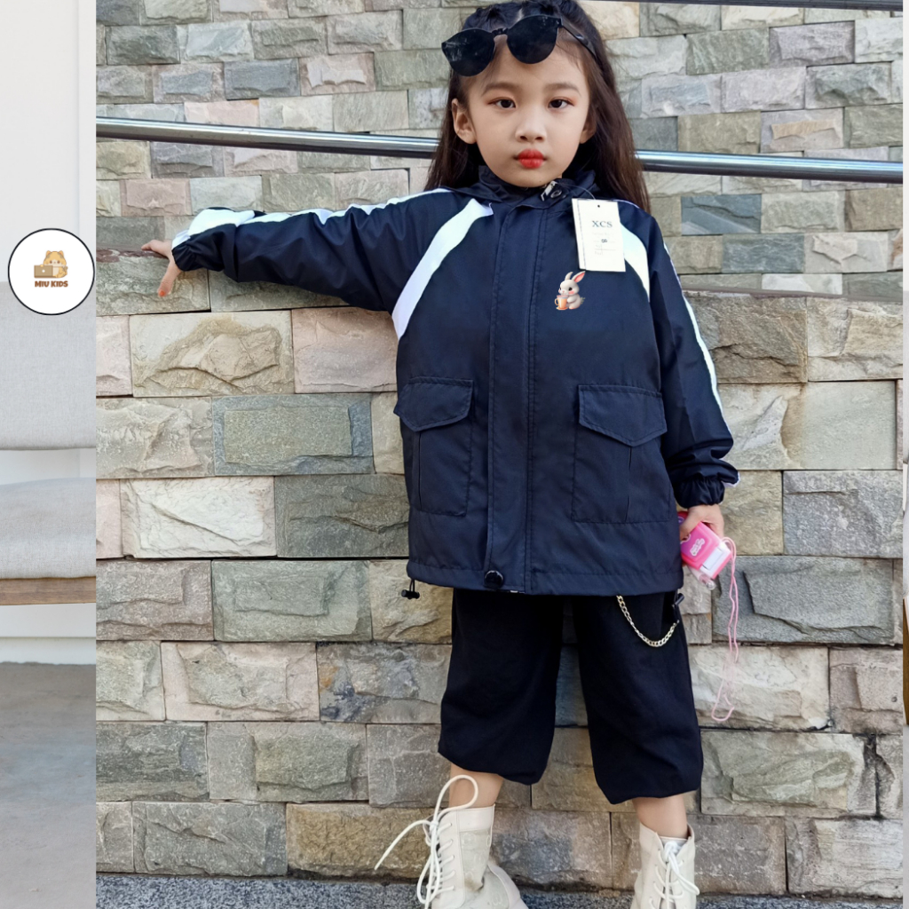 Áo Khoác bé trai và bé gái dù 2 lớp từ 14kg đến 40kg in hình dễ thương Z41