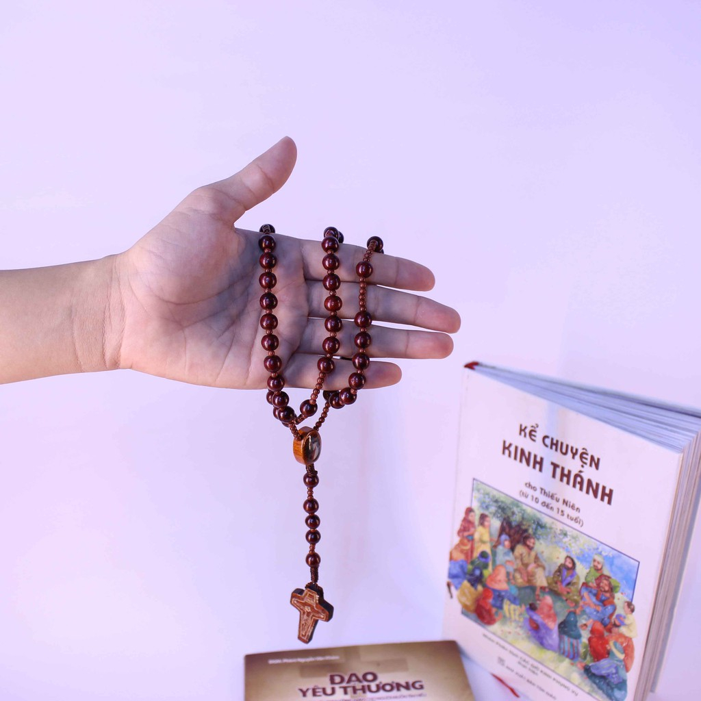 Chuỗi Tràng Hạt Mân Côi 50 hạt - gỗ cẩm dây dù