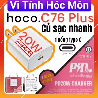 Hoco c76 plus củ sạc nhanh 20w pd20w 1 cổng type c, cốc sạc