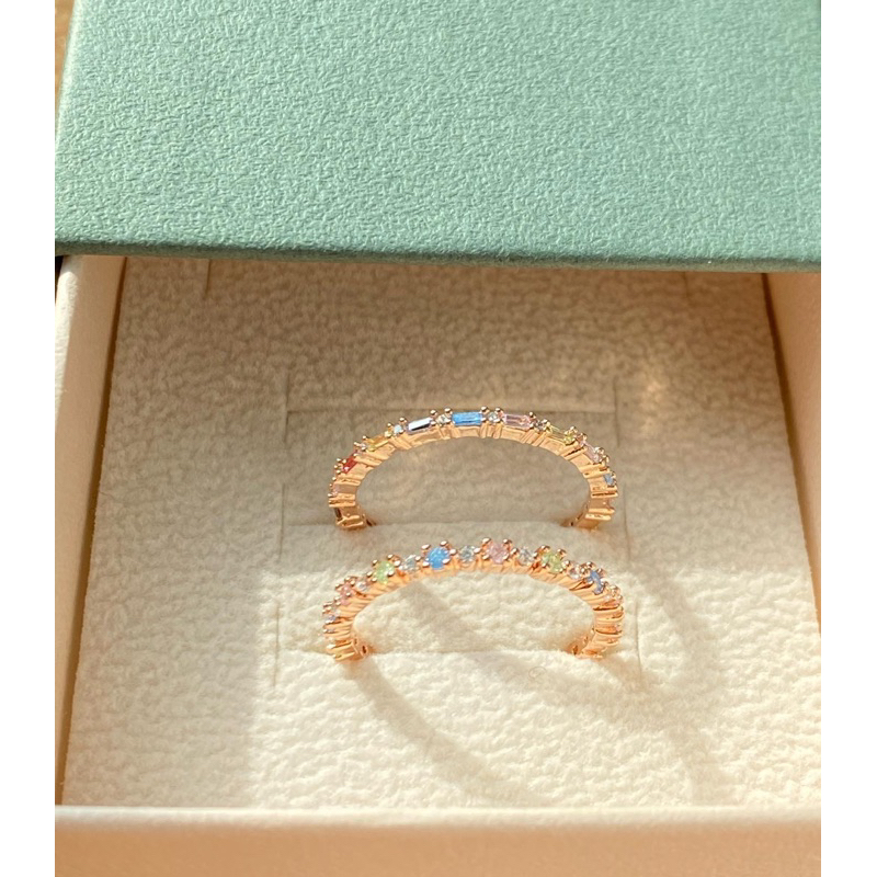 Nhẫn hạt tròn, thanh lịch, Hàn Quốc, đá màu