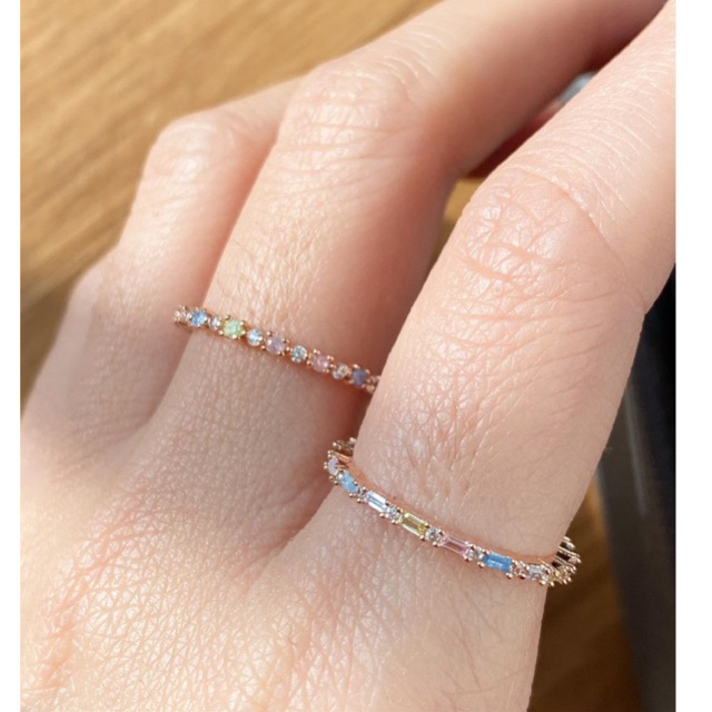 Nhẫn hạt tròn, thanh lịch, Hàn Quốc, đá màu