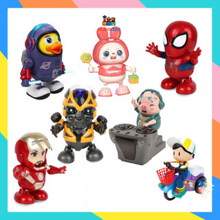 Đồ Chơi Robot Nhảy Múa Phát Nhạc Vui Nhộn, Rô Bốt Vịt Phi Hành Gia, Bé Thỏ, Iron Man, Người Nhện Nhún Nhảy Ngộ Ngĩnh.