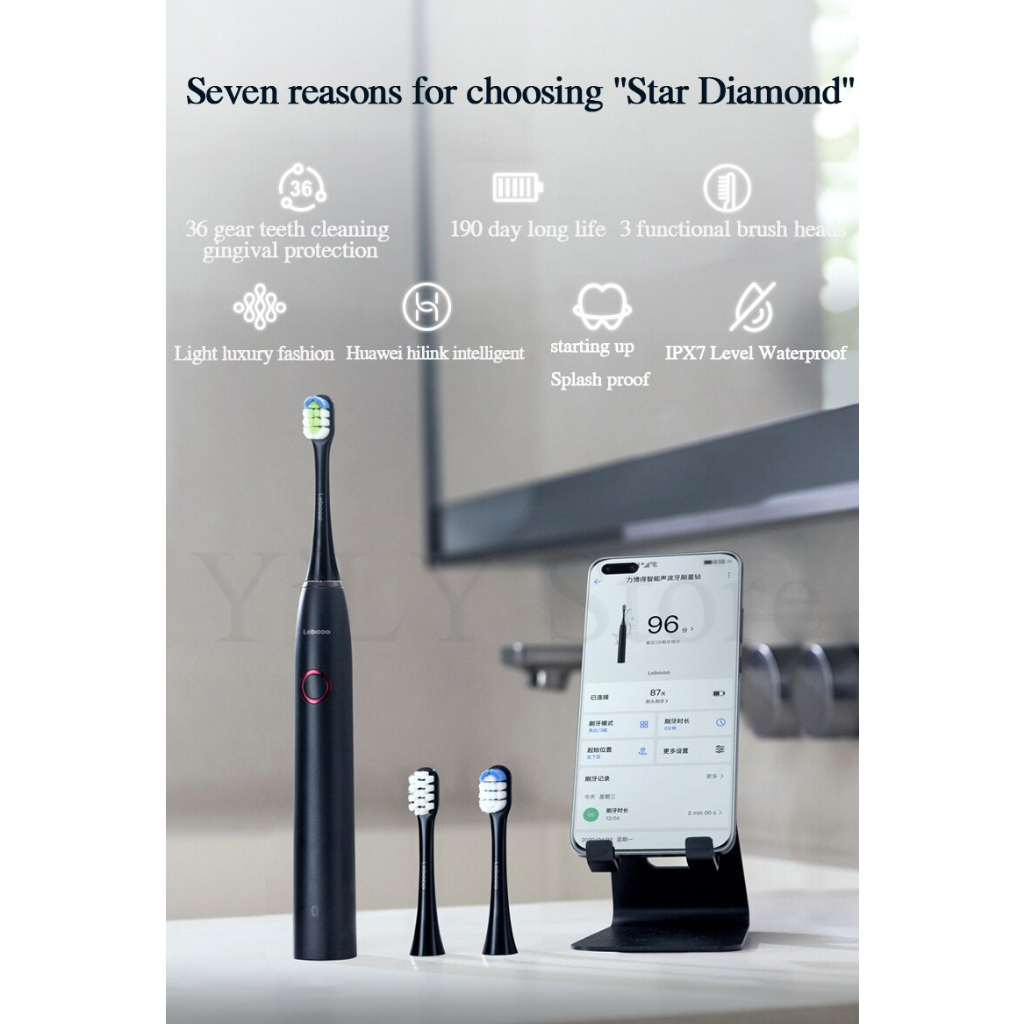 Bàn Chải Điện Cao Cấp Dành Cho Răng Nhạy Cảm Hua.wei Hi.Link LBT-203552A Chống Nước IPX7, 3 Đầu Thay Thế