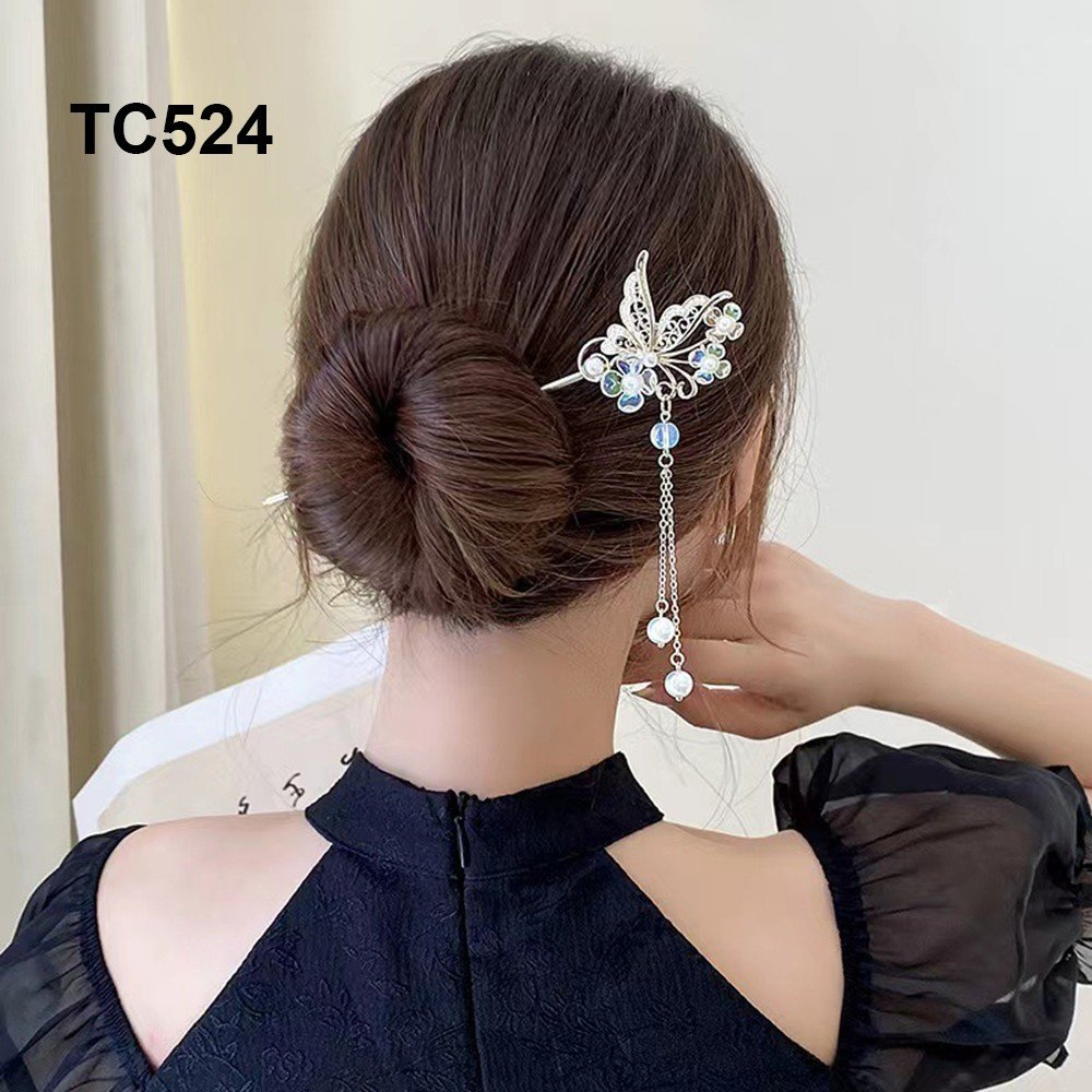 GOTI Trâm Cài Tóc Phong Cách Hán Phục Cổ Trang Kiểu Trâm Hình Bướm Hoa Đính Hạt TC524 TC523 TC527 TC511 TC504 TC505