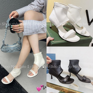 Bốt boot cổ thấp quai ngang hở mũi khoá sau gót nhú fullbox hàng quảng châu cao cấp