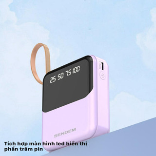  Sạc Dự Phòng Sendem P301 10000mAh Tích Hợp Sẵn Cáp Sạc Có Led Báo Phần Trăm Pin TECHMALL.Official 