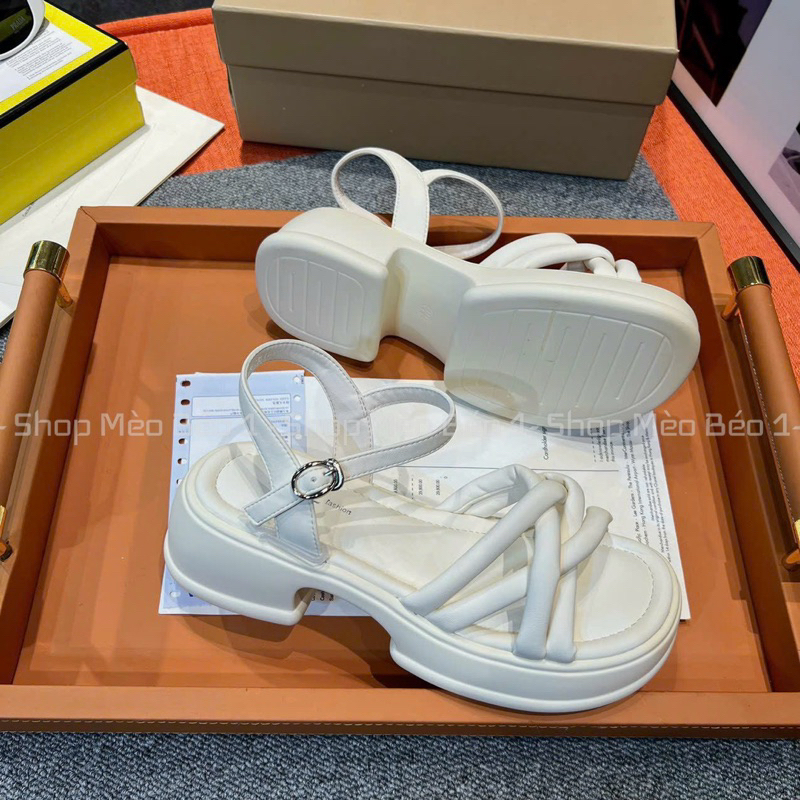 Sandal quai đan chéo gót vuông fullbox hàng quảng châu cao cấp