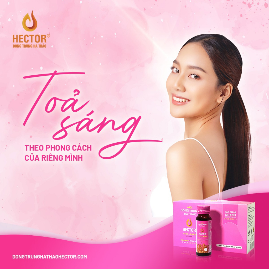 Nước uống collagen đông trùng hạ thảo Hector hộp 10 chai