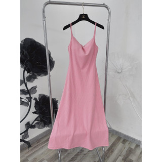 ĐẦM MAXI HỒNG 2 DÂY CỔ ĐỔ