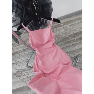 ĐẦM MAXI HỒNG 2 DÂY CỔ ĐỔ