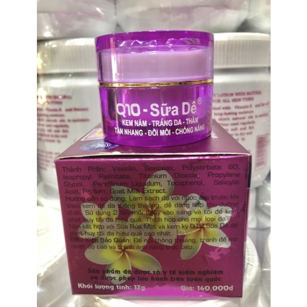 kem Q10 ốc sên sữa dê nám,trắng da,chống nắng hủ 12g