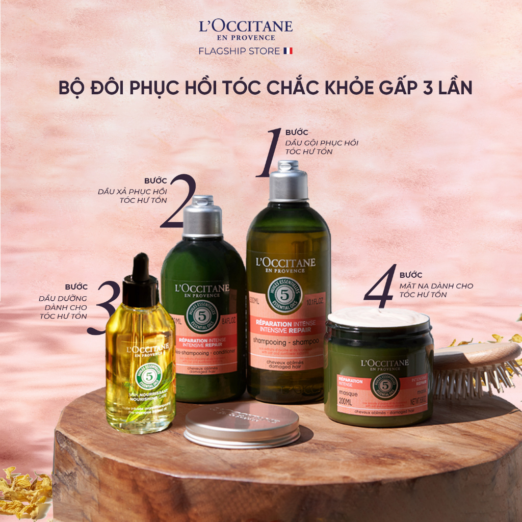 Dầu Gội - Dầu Xả Phục Hồi Chuyên Sâu Cho Tóc Khô & Hư Tổn L'Occitane  Aromachologie Intensive Repair 250ml 300ml