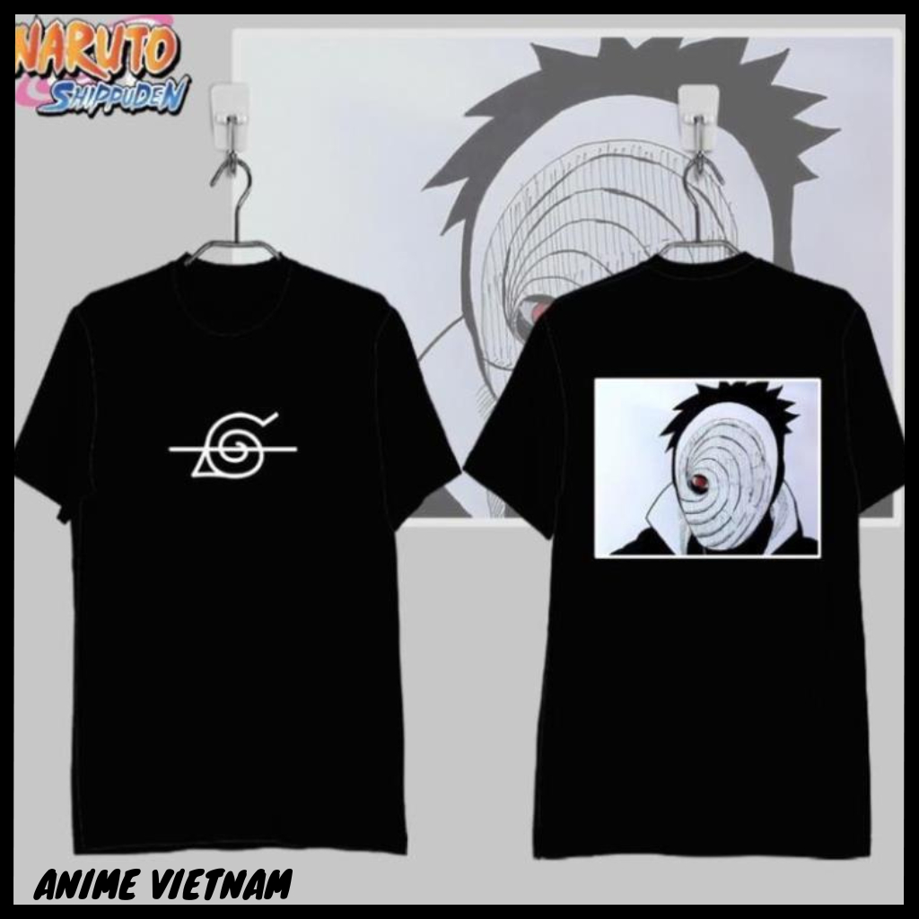 Áo thun Naruto, Áo Anime Shippuuden x Anisthetics - Akatsuki Obito cực ngầu, Chất liệu Cotton co dãn thoáng mát