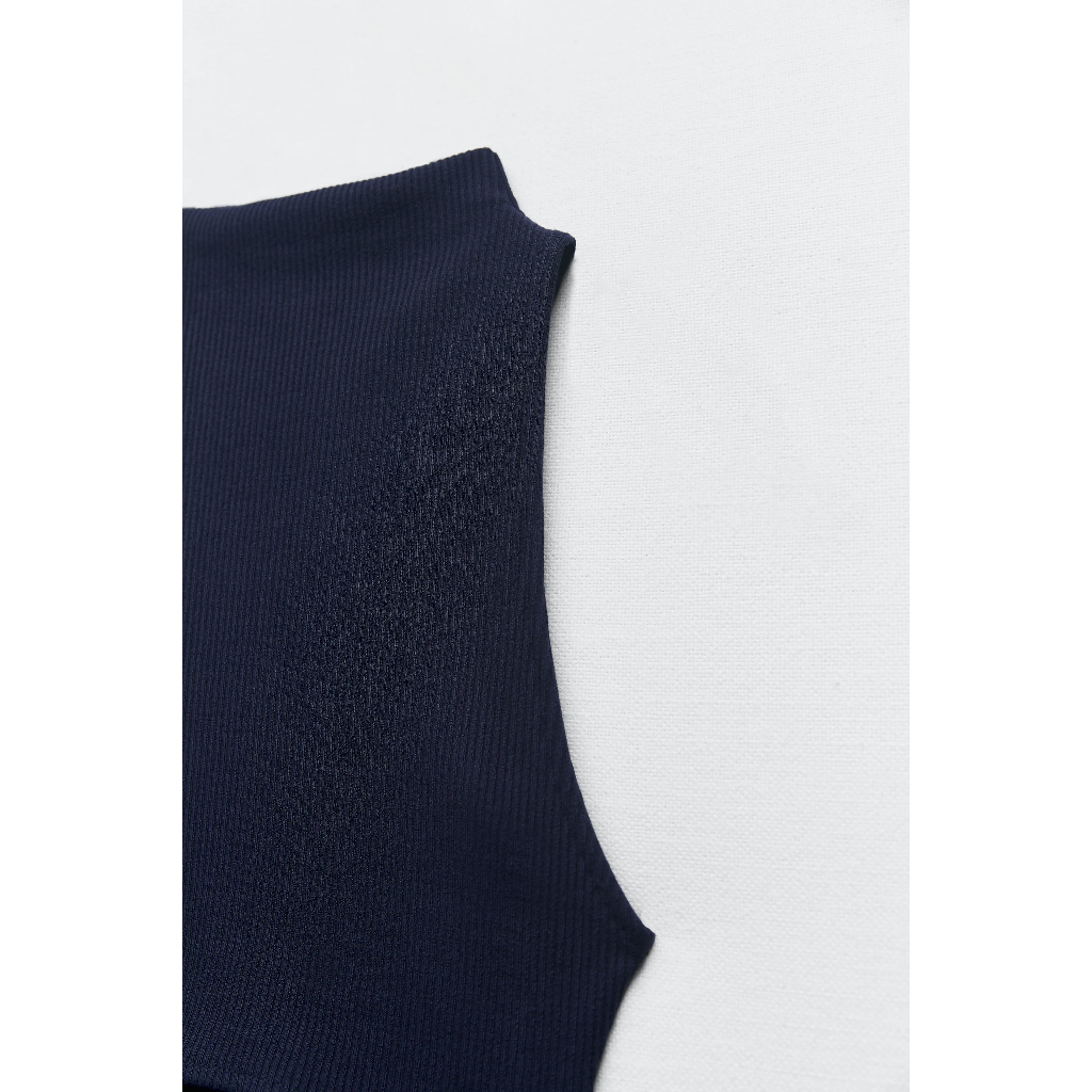 ZARA Đức - Đầm body midi dài ôm ba lỗ sát nách không tay khoét eo xanh dương đậm sale auth new tag có sẵn 5584/164
