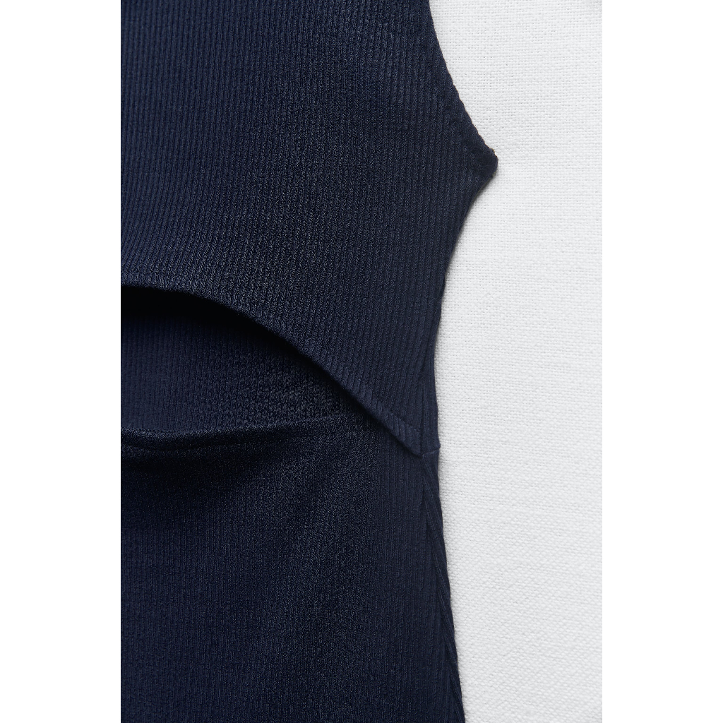 ZARA Đức - Đầm body midi dài ôm ba lỗ sát nách không tay khoét eo xanh dương đậm sale auth new tag có sẵn 5584/164