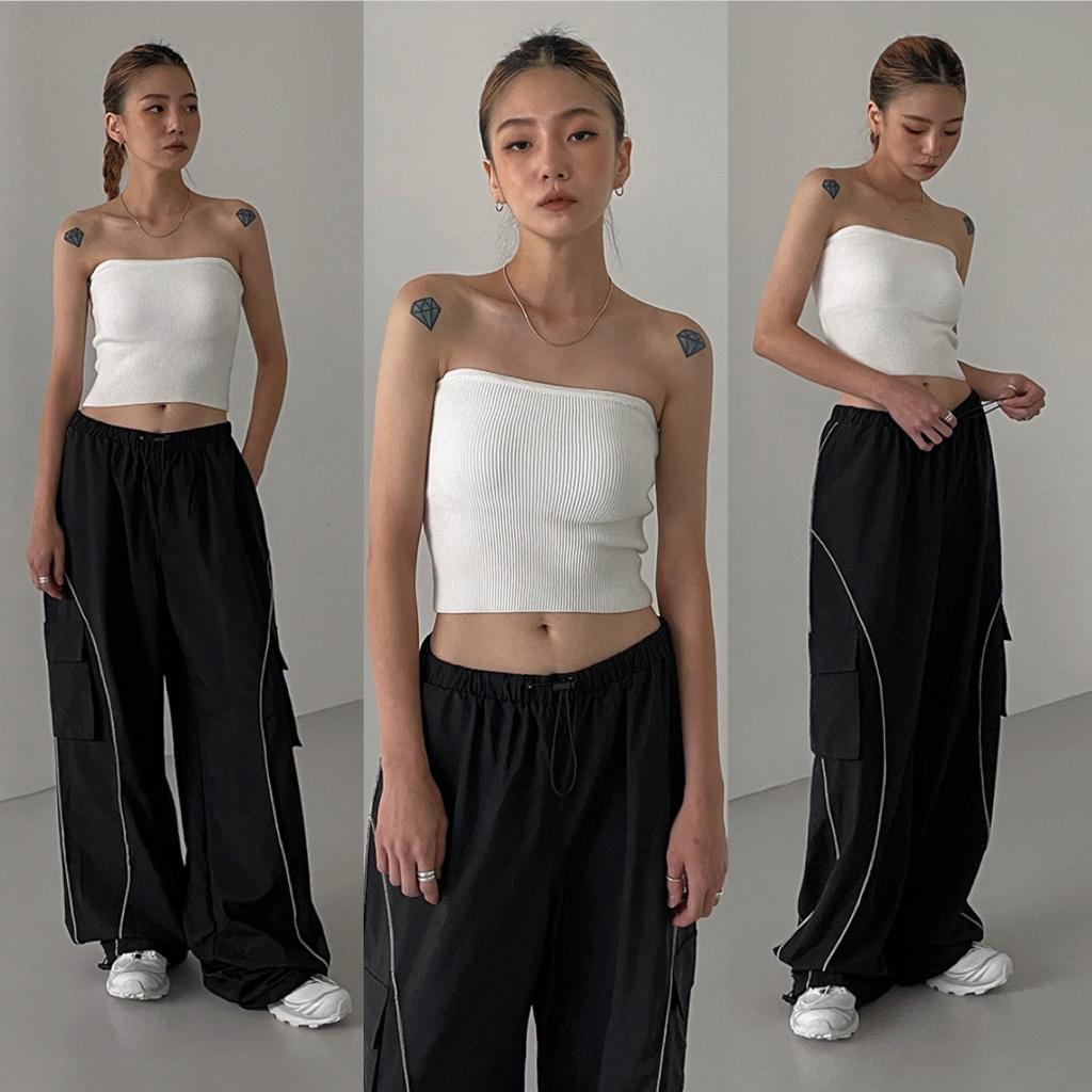 Áo ống BLACKUP Bunny Deal Knit Ribbed Tube Top