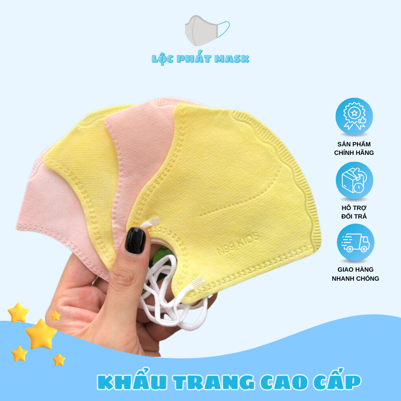 [ 100 Chiếc ] Khẩu Trang 6D Trẻ Em Lộc Phát Chính Hãng, Hàng Cao Cấp Vải Không Dệt 3 Lớp Lọc Bụi Cho Bé 4 - 10 Tuổi