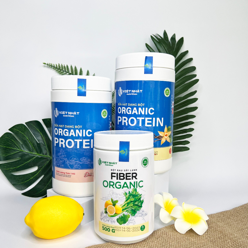 Sữa Hạt Organic Protein hỗ trợ giảm cân- tăng cơ Tặng 1 Fiber Organic detox thải độc 500g - Việt Nhật Nutrition