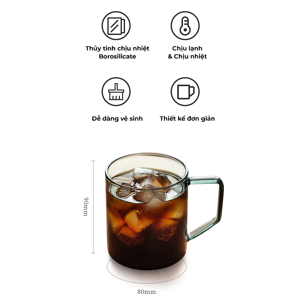 Volcano Ly thủy tinh uống trà cà phê 360ml Cafede Kona